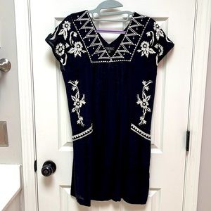 Lucky Brand black embroidered dress, Size XS
